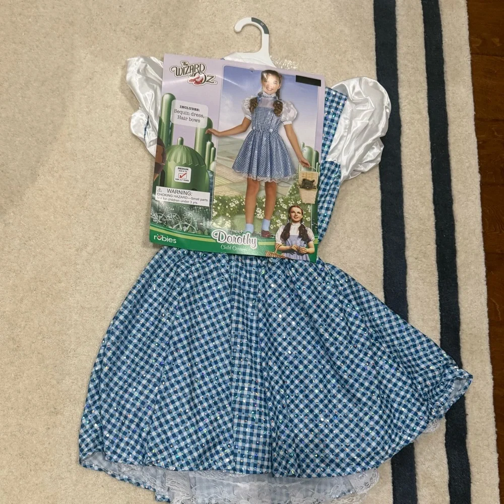 NWT Size Medium (5-7) The Wizard of OZ Dorothy Costume Dress with Bows